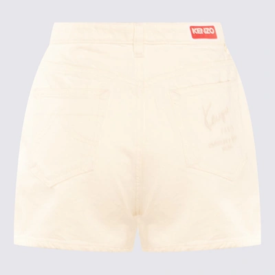 Shop Kenzo Beige Cotton Shorts In Stone Bleached White Denim