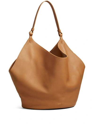 Shop Khaite Lotus Medium Leather Handbag In Brown