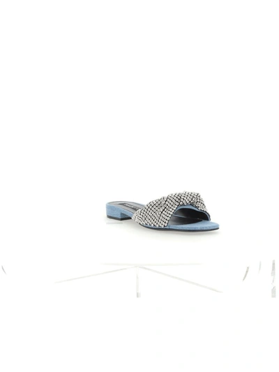 Shop Sergio Rossi Sandals In Blue+nero/nikel/crystal