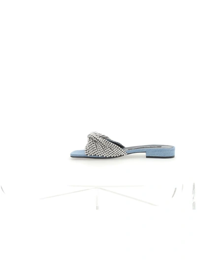 Shop Sergio Rossi Sandals In Blue+nero/nikel/crystal