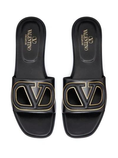 Shop Valentino Garavani Vlogo Cut-out Leather Sandals In Black