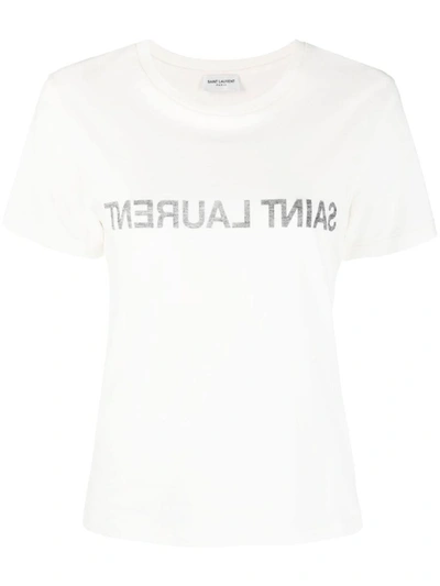 Saint Laurent Reverse Logo T-shirt In White