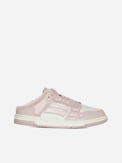 Shop Amiri Skel Leather Mule Sneakers In Pink