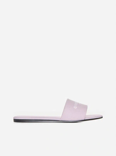 Shop Givenchy Logo Canvas Flat Sandals In Old Pink