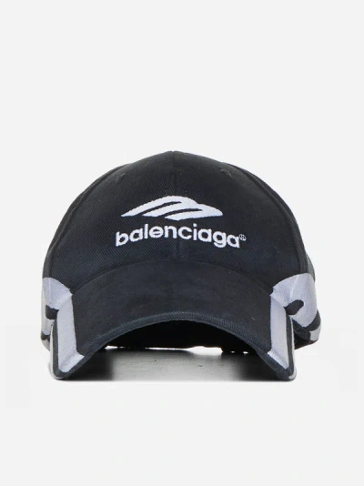 Shop Balenciaga 3b Sports Icon Baseball Cap In Faded Black,white