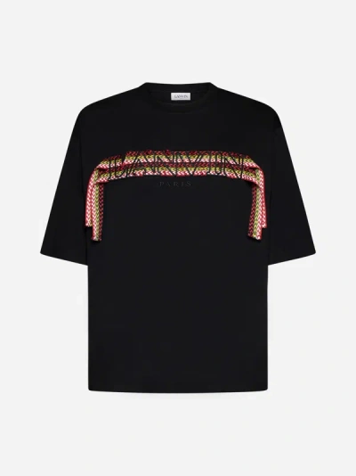 Shop Lanvin Paris Curb-lace Logo Cotton T-shirt In Black