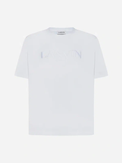 Shop Lanvin Paris Logo Cotton T-shirt In Optic White
