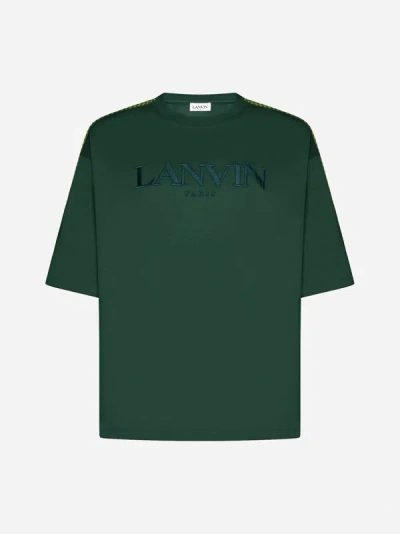Shop Lanvin Paris Curb Logo Cotton T-shirt In Bottle