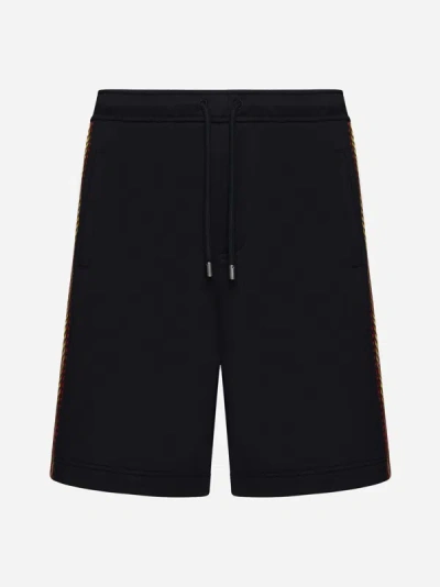Shop Lanvin Paris Curb Cotton Shorts In Black