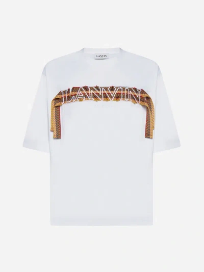 Shop Lanvin Paris Curb-lace Logo Cotton T-shirt In Optic White
