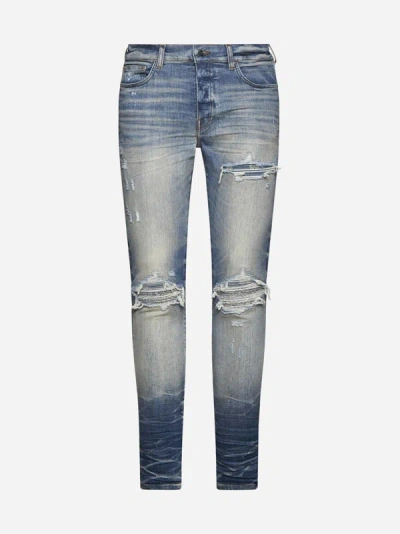 Shop Amiri Bandana Jacquard Skinny Jeans In Vintage Indigo
