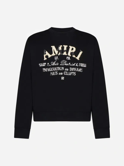Shop Amiri Distressed Arts District Cotton Sweatshirt In Black