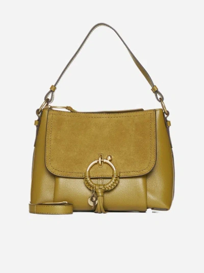 Shop See By Chloé Joan Small Leather And Suede Bag In Olive