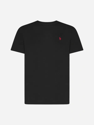 Shop Polo Ralph Lauren Logo Cotton T-shirt In Black