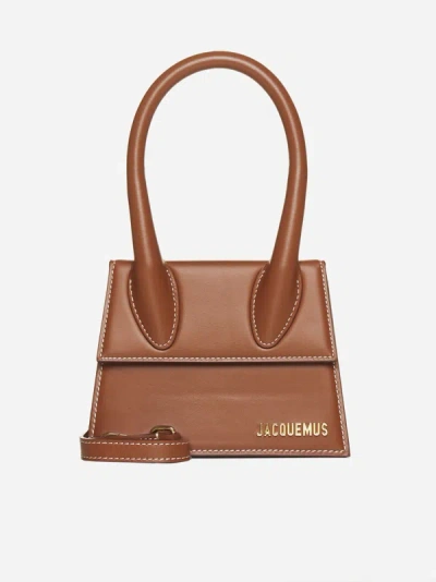 Shop Jacquemus Le Chiquito Moyen Leather Bag In Light Brown
