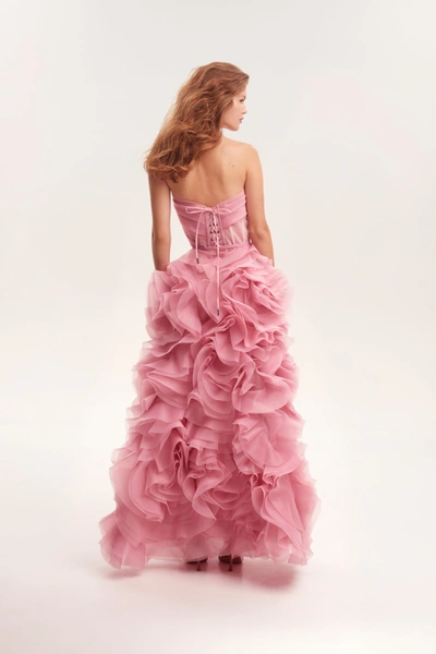 Shop Milla Voluminous Rose Appliques Pink Maxi Dress, Garden Of Eden