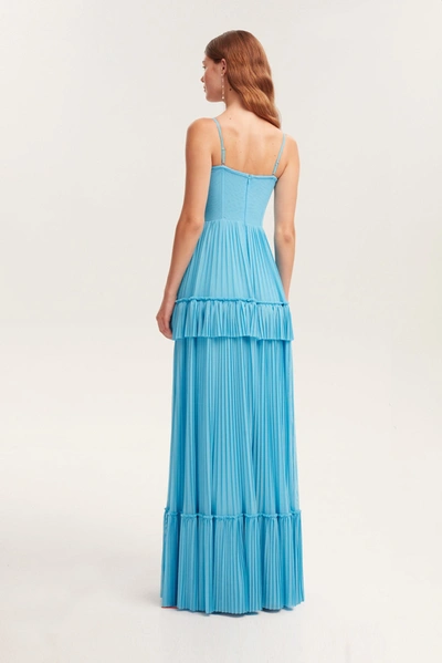 Shop Milla Sky-blue Spaghetti Strap Pleated Maxi Dress, Garden Of Eden