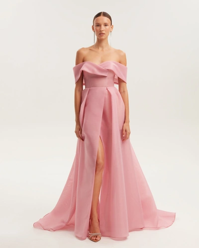 Shop Milla Sophisticated Off-the-shoulder Misty Rose Maxi Dress, Garden Of Eden In Pink