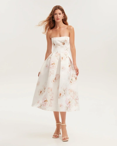 Milla Pink Peony Corset Midi Dress, Garden Of Eden In Peony