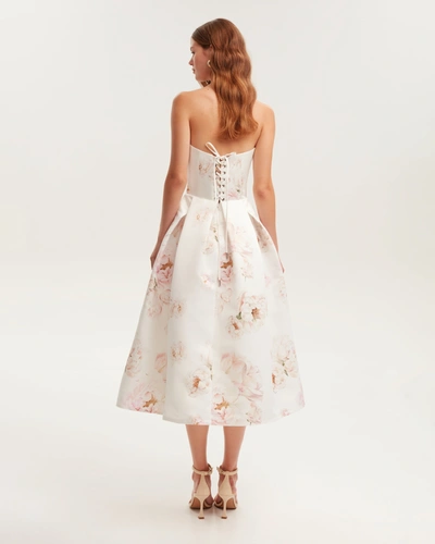 Milla Pink Peony Corset Midi Dress, Garden Of Eden In Peony