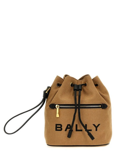Shop Bally 'bar Mini' Bucket Bag In Beige