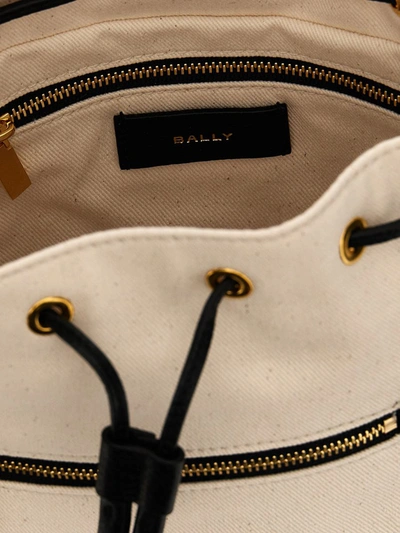 Shop Bally 'bar Mini' Bucket Bag In White/black