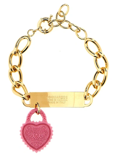 Shop Dsquared2 Hanging Heart Bracelet In Gold