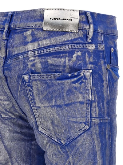 Shop Purple Brand 'silver Foil Flare' Jeans In Blue