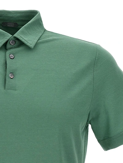 Shop Zanone Ice Cotton Polo Shirt In Green