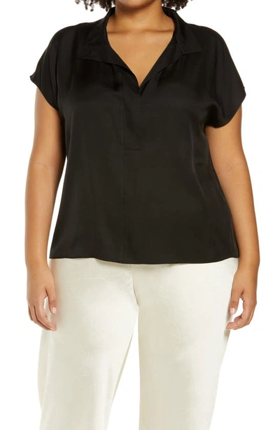 VINCE VINCE STAND COLLAR SILK BLEND SHIRT 