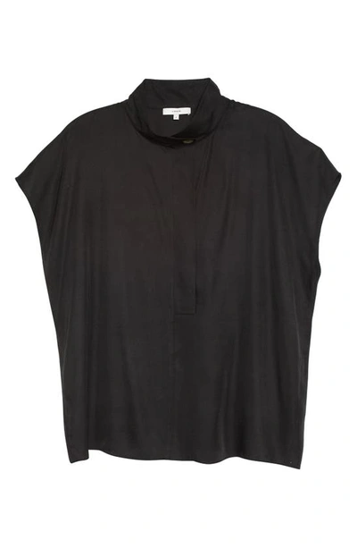 Vince Turtleneck Silk-blend Pullover In Black