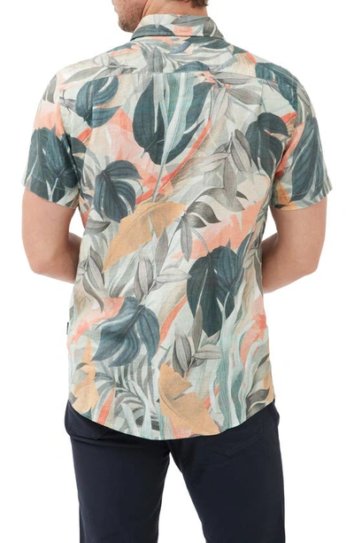 Rodd & Gunn Edwin Street Leaf Print Short Sleeve Linen Button-up Shirt In Tropical