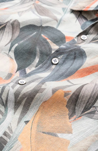 Rodd & Gunn Edwin Street Leaf Print Short Sleeve Linen Button-up Shirt In Tropical