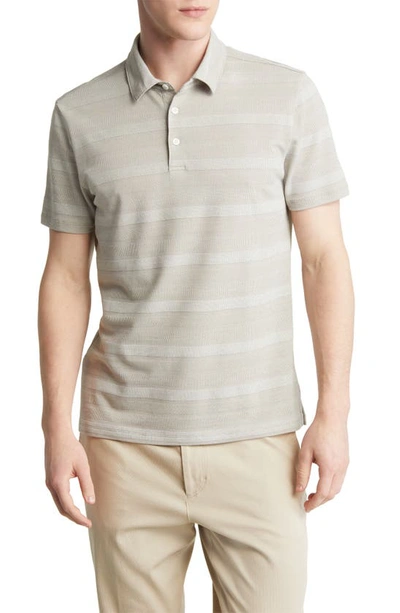 Shop Robert Barakett Rocky Stripe Quarter Zip Cotton Polo In Olive