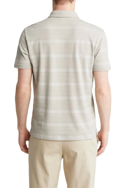 Robert Barakett Rocky Stripe Quarter Zip Cotton Polo In Olive