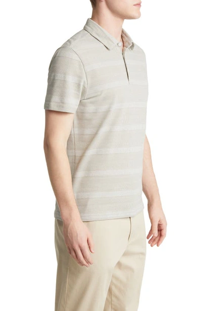 Robert Barakett Rocky Stripe Quarter Zip Cotton Polo In Olive