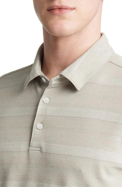 Robert Barakett Rocky Stripe Quarter Zip Cotton Polo In Olive