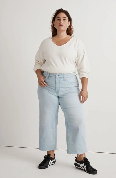 Shop Madewell The Plus Perfect Vintage Wide Leg Raw Hem Crop Jeans In Ward Wash