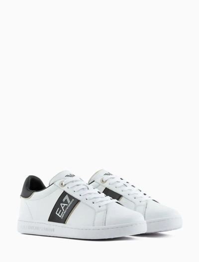 Shop Ea7 Sneakers In White+black+gold