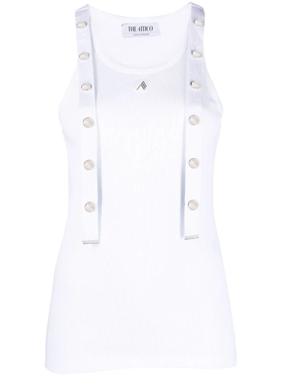 Shop Attico The  Strap-detail Ribbed Tank Top In White