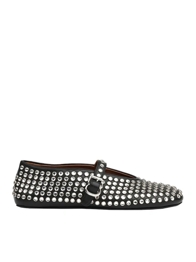 Shop Alaïa Lambskin Ballerinas With Rhinestone In Black