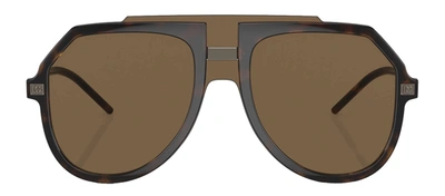 Shop Dolce & Gabbana Dg 6195 502/73 Aviator Sunglasses In Brown
