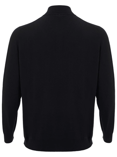 Shop Colombo Black Mock Cashmere Sweater With Half Men's Zip