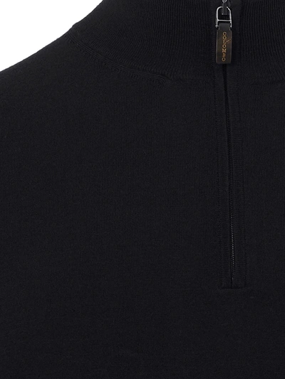 Shop Colombo Black Mock Cashmere Sweater With Half Men's Zip
