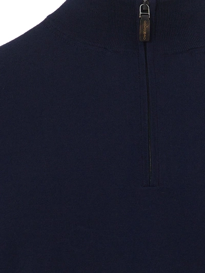 Shop Colombo Elegant Blue Cashmere Sweater With Half Men's Zip
