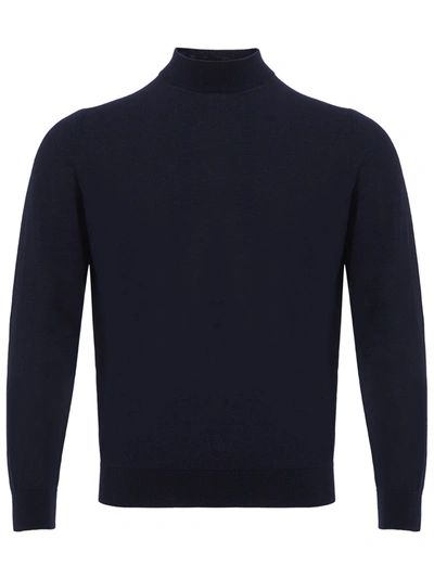 Shop Colombo Elegant Navy Cashmere Silk Blend Men's Sweater In Blue