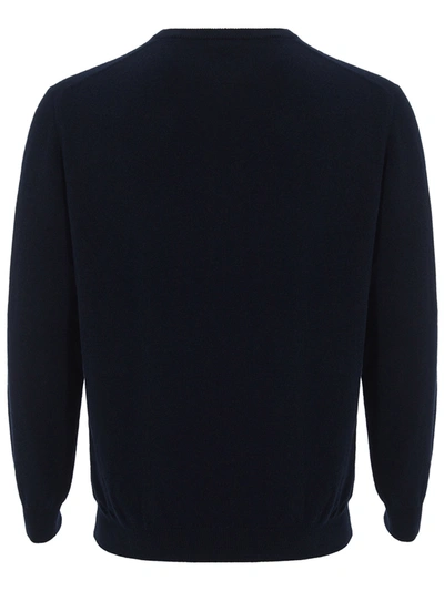 Shop Colombo Navy Blue V-neck Cashmere Men's Sweater
