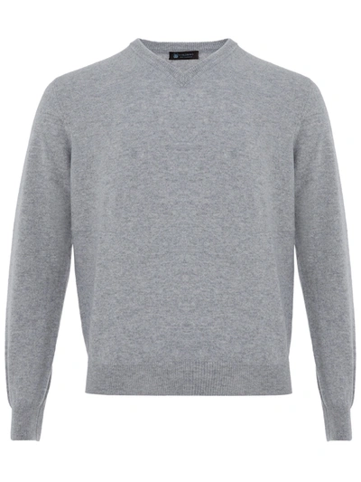 Shop Colombo Elegant Grey Cashmere V-neck Men's Sweater