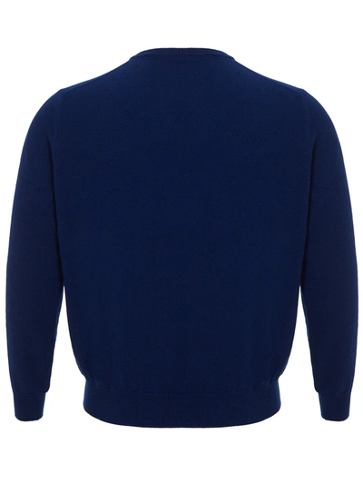 Shop Colombo Royal Blu Round Neck Cashmere Men's Sweater In Blue