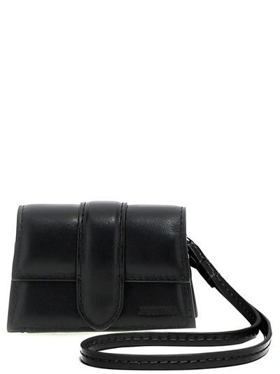 Jacquemus Black Le Porte Bambino Leather Airpod Case In Black